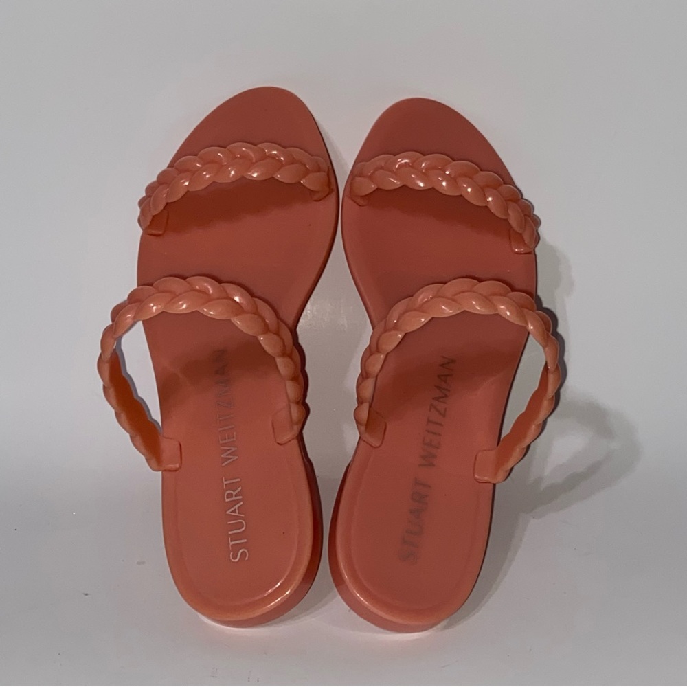 STUART WEITZMAN Womens Beige Braided Strappy Sawyer Round Toe Slip On Slide Sandals Shoes B